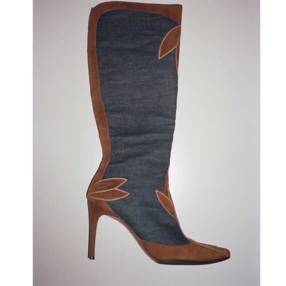 Dolce & Gabbana Denim And Suede Boots, It 36
